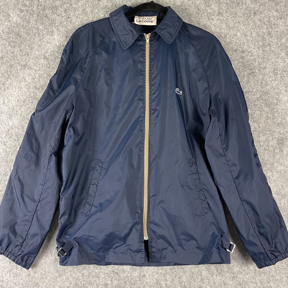 Vintage IZOD Lacoste Windbreaker Jacket Mens Small Blue Full Zip Nylon 60s 70s